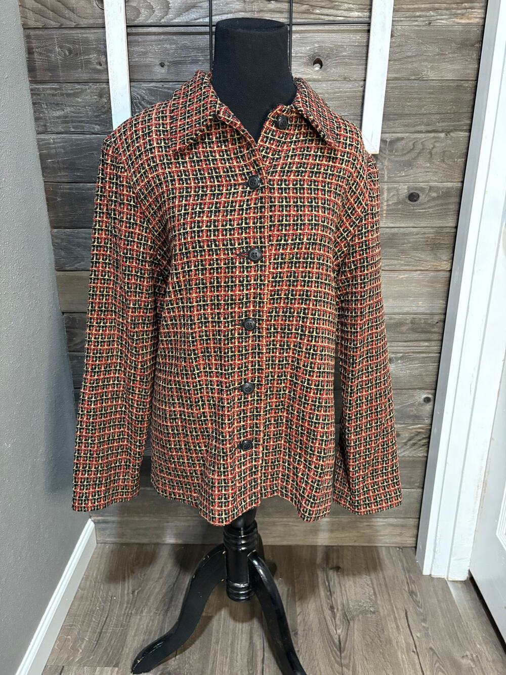 Alfred Dunner Vintage plaid blazer suit jacket women's size Medium